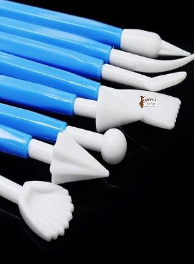 Ganesh Pottery مجموعة أدوات فخار بلاستيكية خزفية مكونة من 8 قطع، رؤوس مزدوجة للنحت، تشكيل الطين، النحت، التشكيل، تزيين الكيك بعجينة السكر، أدوات بوليمرية لمستلزمات الفنون والحرف اليدوية للأطفال والفنانين (عشوائي) - Image 4